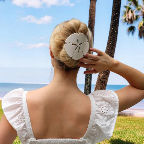 Sand Dollar Flat Round Hair Clip