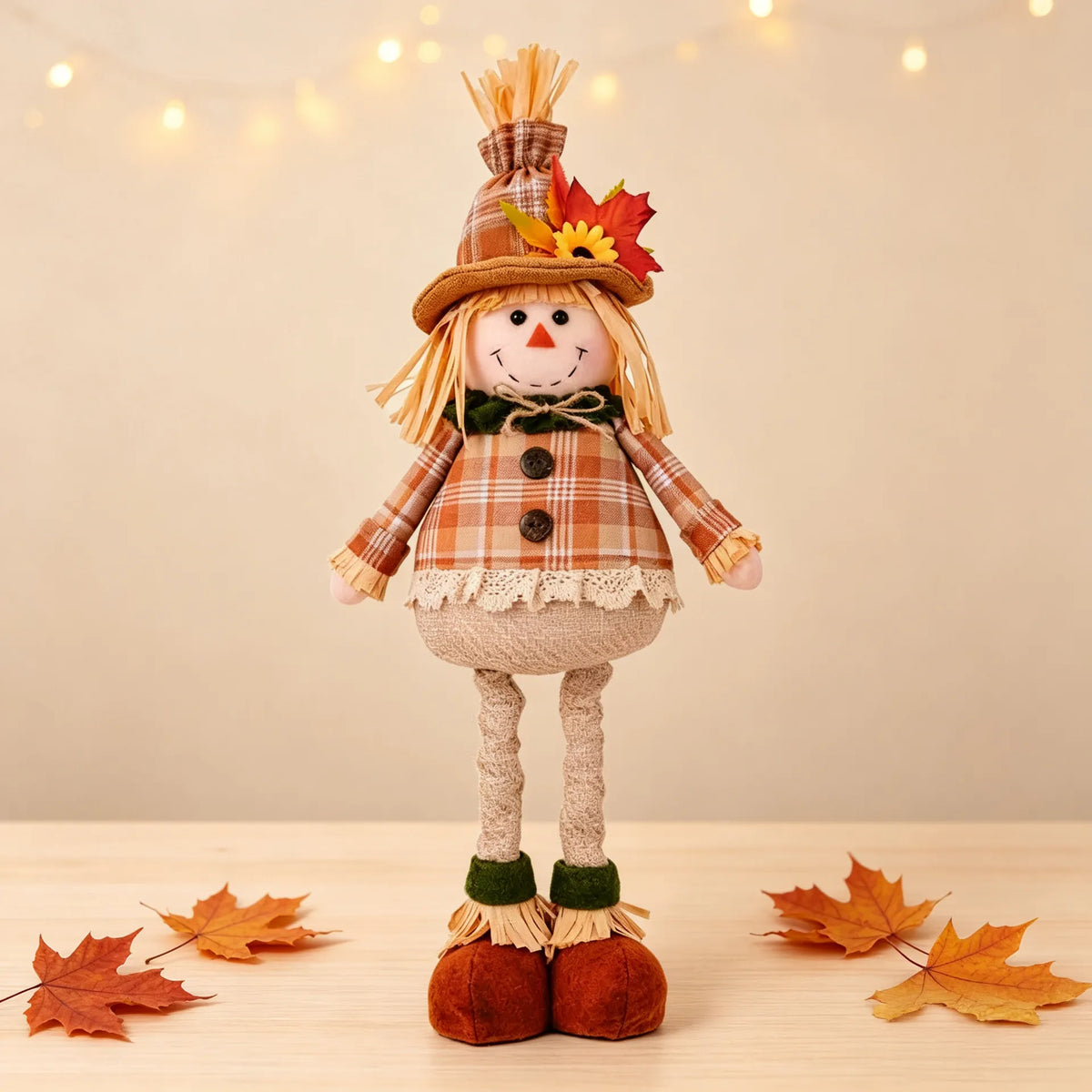 Thanksgiving Fall Harvest Scarecrow Doll With Telescopic Legs