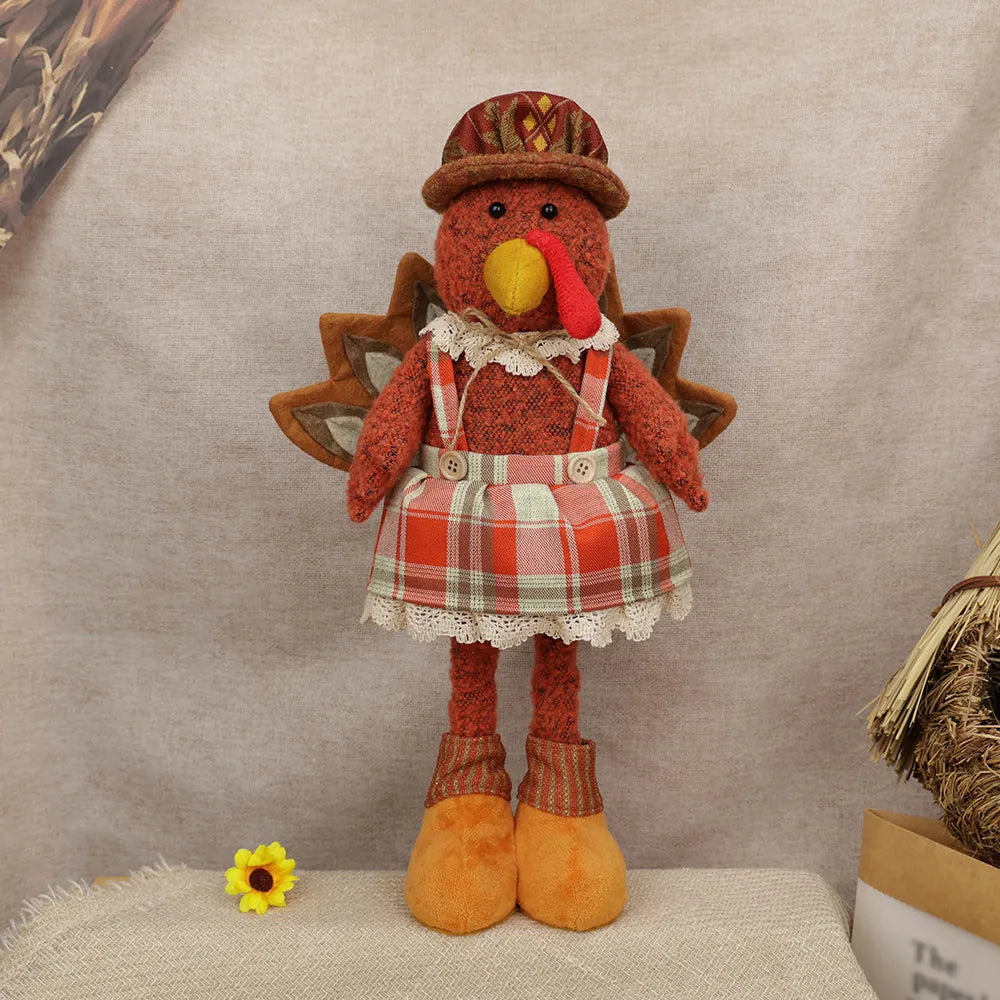 Thanksgiving Harvest Turkey Doll With Telescopic Legs - Options Available