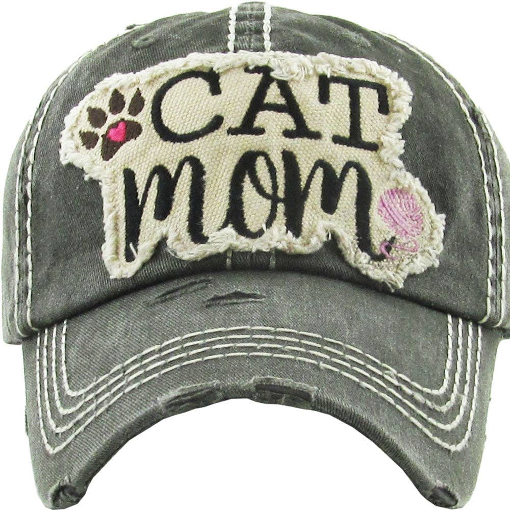 Hot Pink "Cat Mom" Vintage Wash Cap