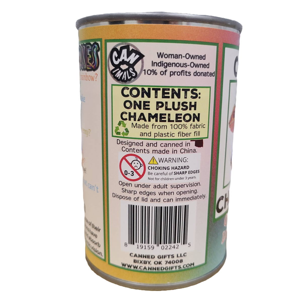 Kiwi the Canned Chameleon Stuffed Animal Plush w/Funny Jokes