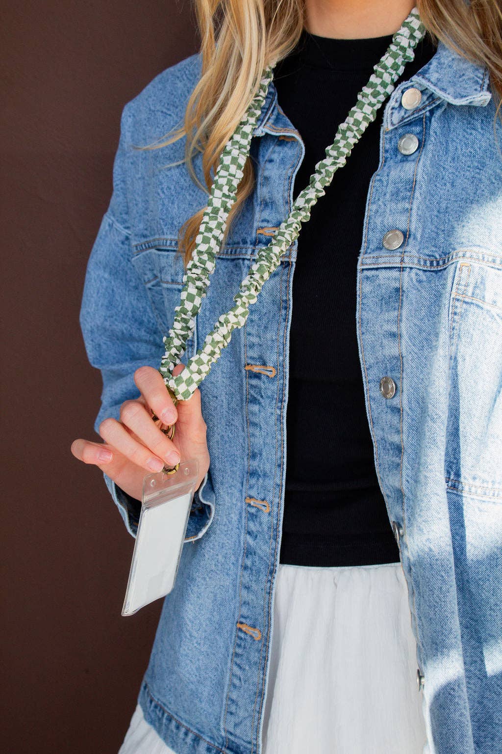 Forest Green Checked Lanyard