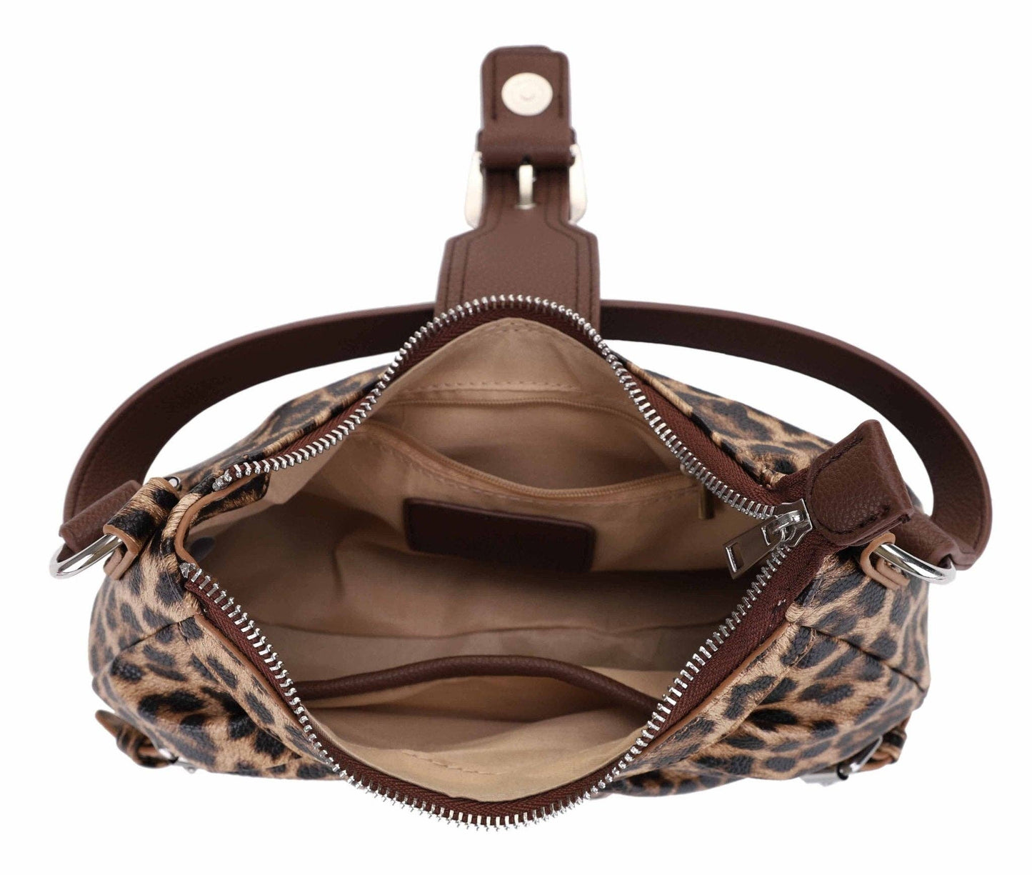 Leopard Print Buckle Baguette Shoulder Bag