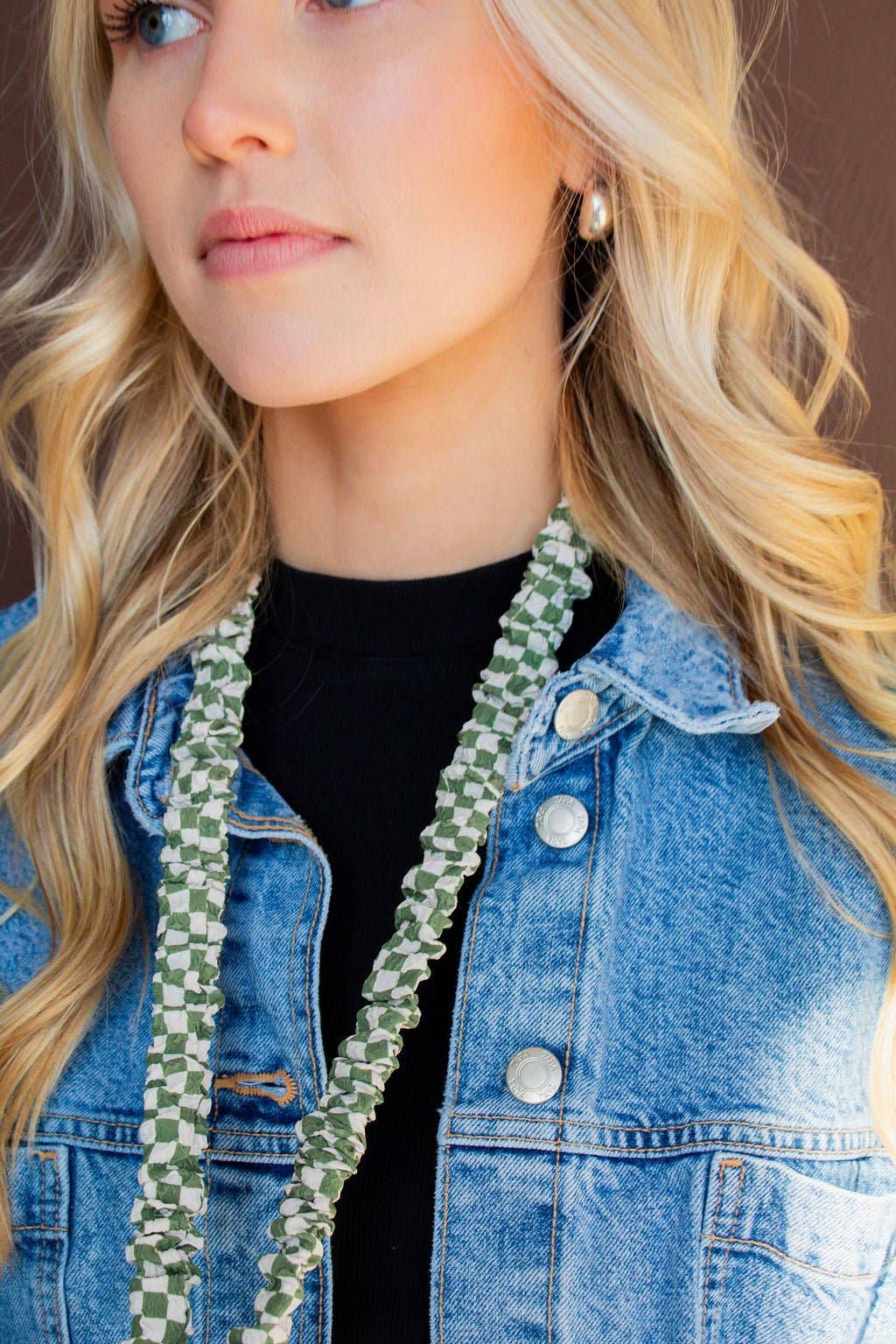 Forest Green Checked Lanyard