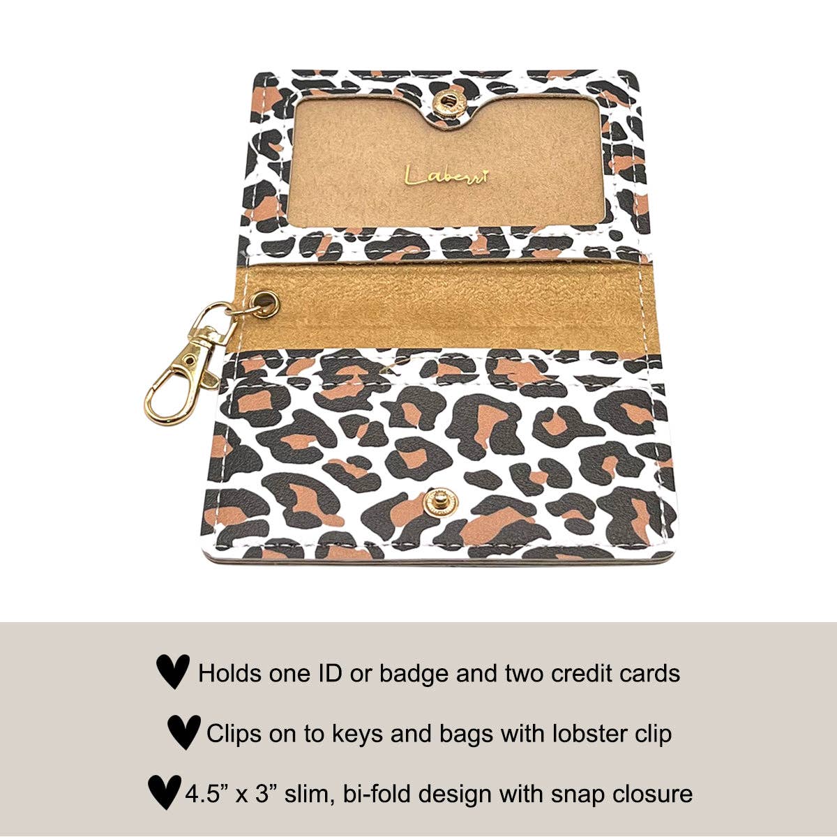 Slim ID Wallet Keychain - White Leopard