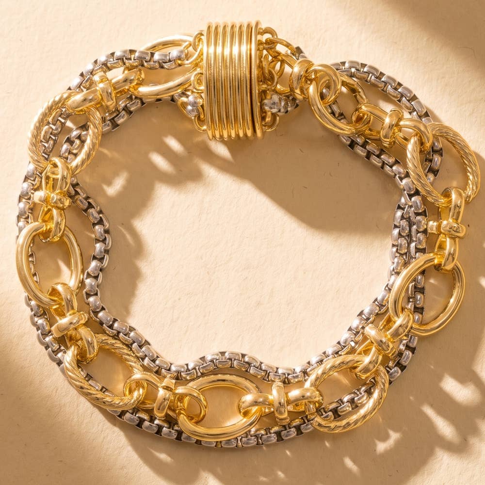 Mixed Metal Chain Link Bracelet
