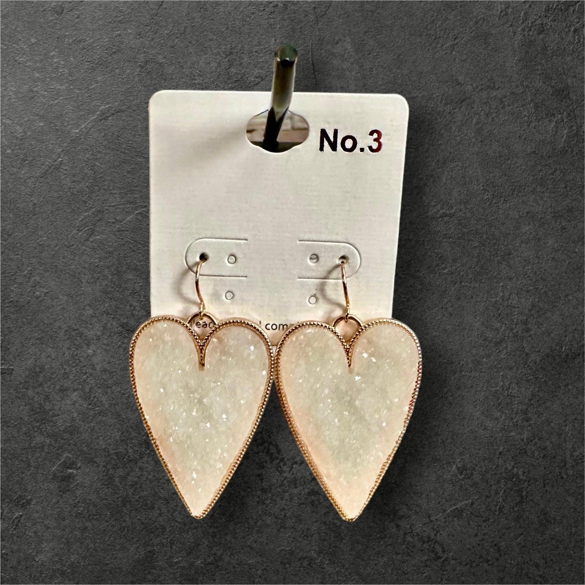 Cream Druizy Heart Gold Tone Earrings - Doodlations Coffee Bar & Boutique