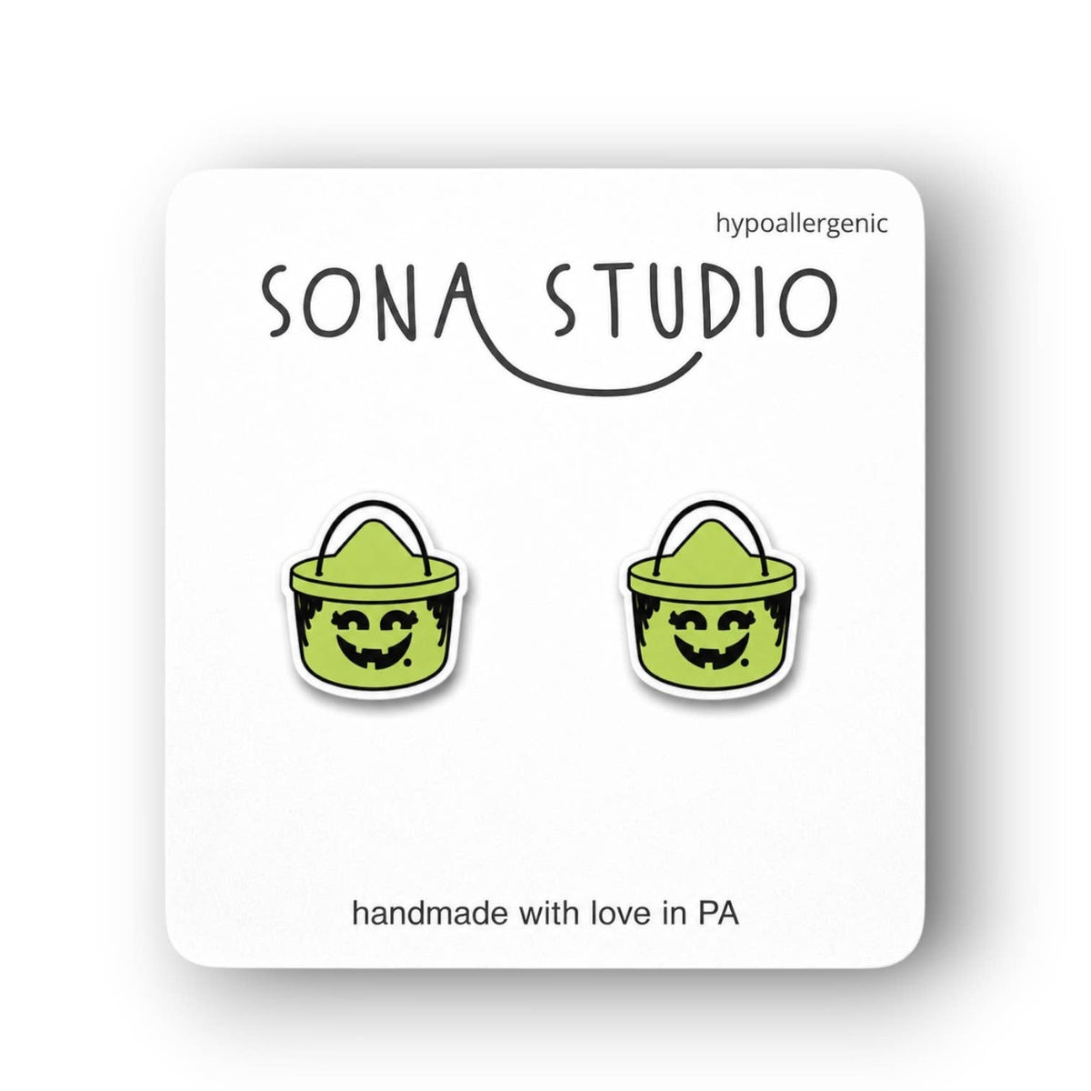 Retro Halloween Witch Bucket Earrings