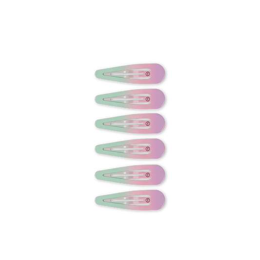 Doodlations Aquaviolet gradient snap hair clips with seamless tips, set of 6.