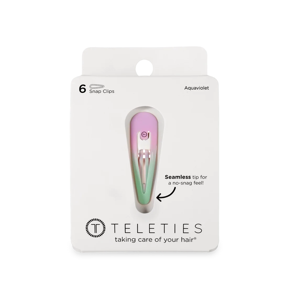 Doodlations Aquaviolet snap hair clips with seamless tips for a no-snag feel. Set of 6.