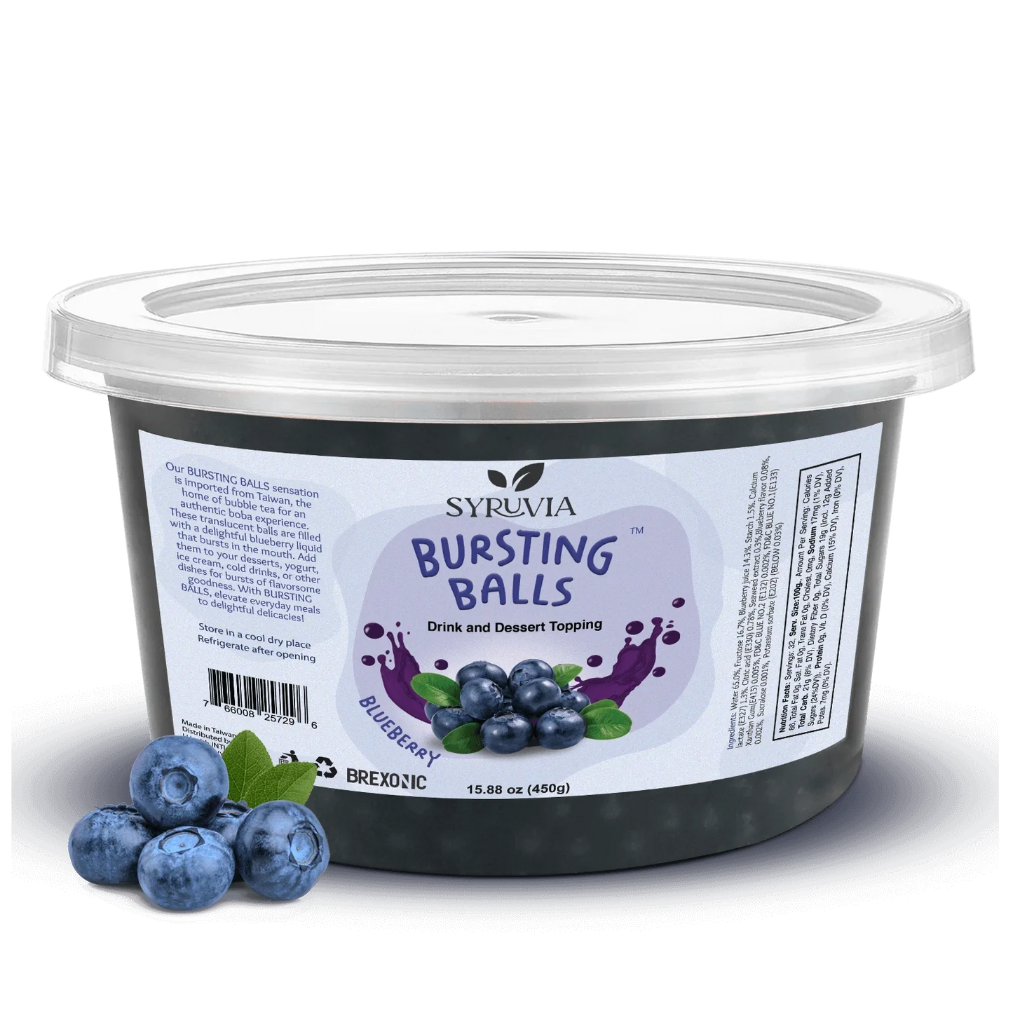 Doodlations Coffee Bar & Boutique Bursting Blueberry Balls, a drink and dessert topping with sweet blueberry juice that bursts in your mouth.