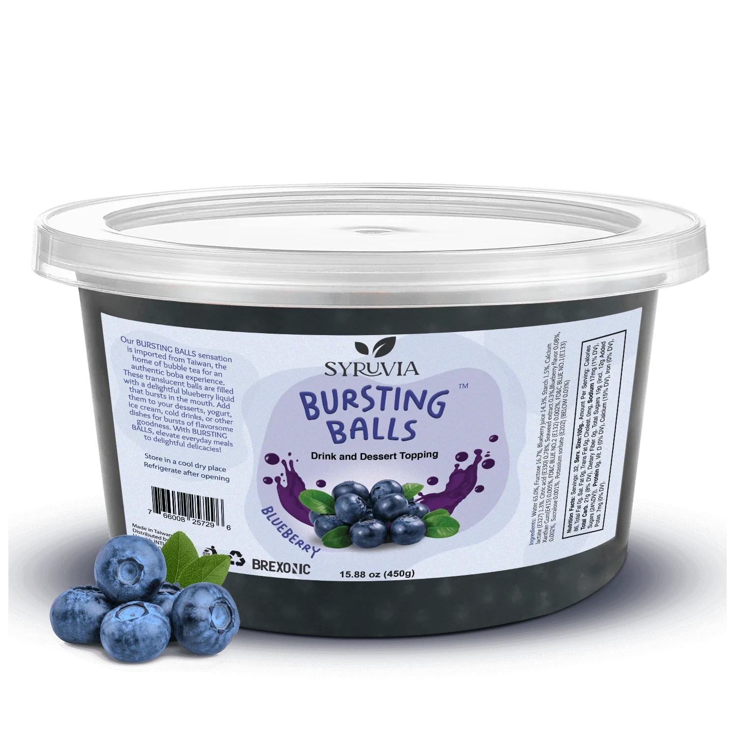 Doodlations Coffee Bar & Boutique Bursting Blueberry Balls, a drink and dessert topping with sweet blueberry juice that bursts in your mouth.