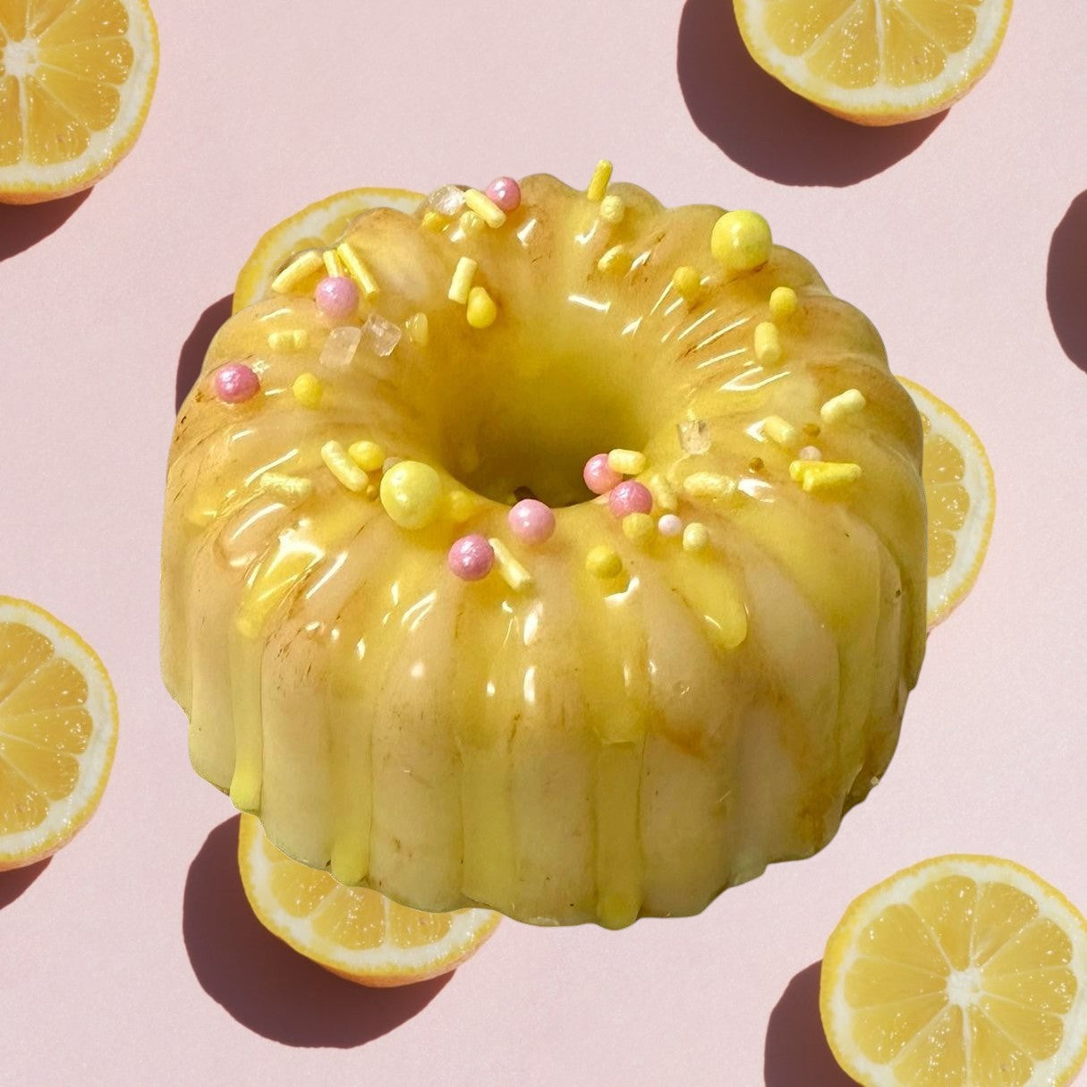 Doodlations Coffee Bar & Boutique yellow lemon bundt cake wax melt with icing and sprinkles