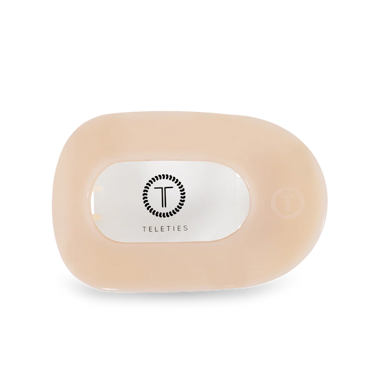 Doodlations Coffee Bar & Boutique Teleties almond beige flat round hair clip with a durable, comfortable design.