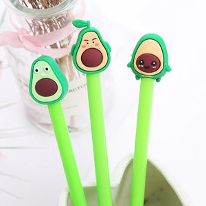 Doodlations Coffee Bar & Boutique avocado cartoon gel pens with 3D soft rubber toppers and vibrant green barrels
