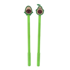Doodlations Coffee Bar & Boutique avocado character gel pens with 3D rubber toppers and vibrant green barrels