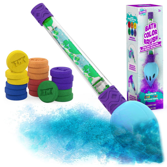 Doodlations Coffee Bar & Boutique Tub Works Bath Color Brush set with colorful bath bomb tablets and painting wand.