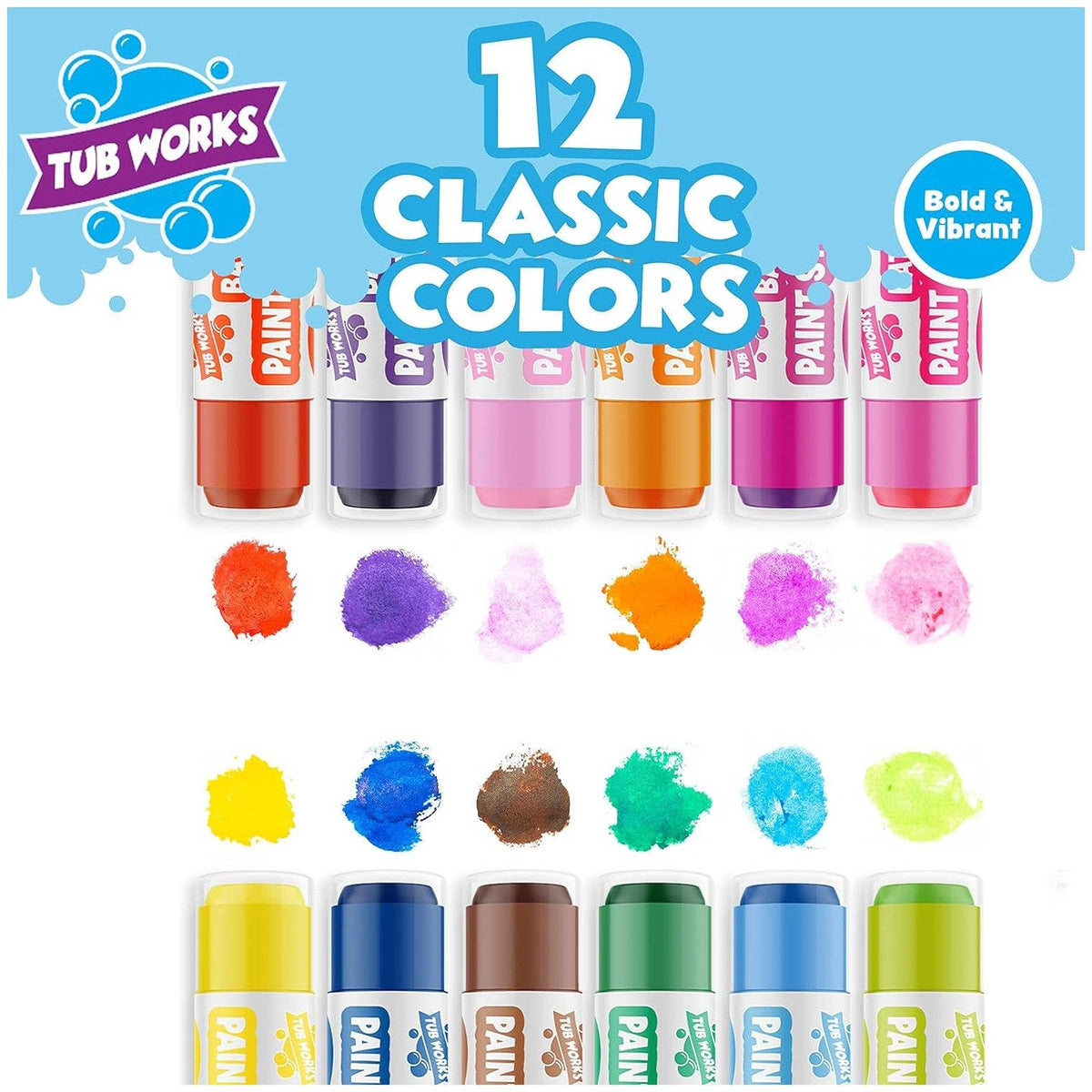 Doodlations Coffee Bar & Boutique Tub Works bath paint sticks in 12 vibrant colors for toddler bathtub art