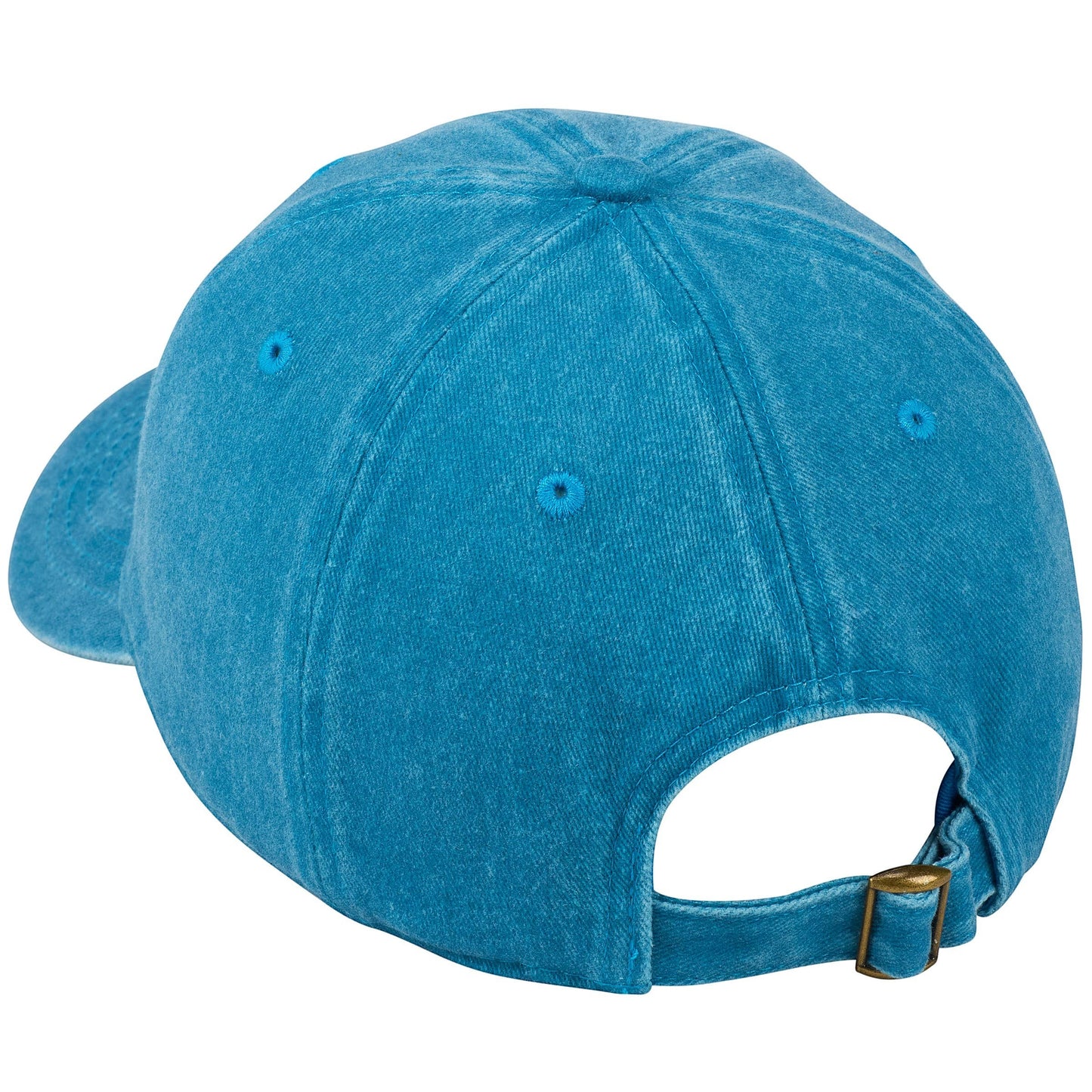 Doodlations Coffee Bar & Boutique blue washed-out cotton twill baseball cap with yellow embroidered text.