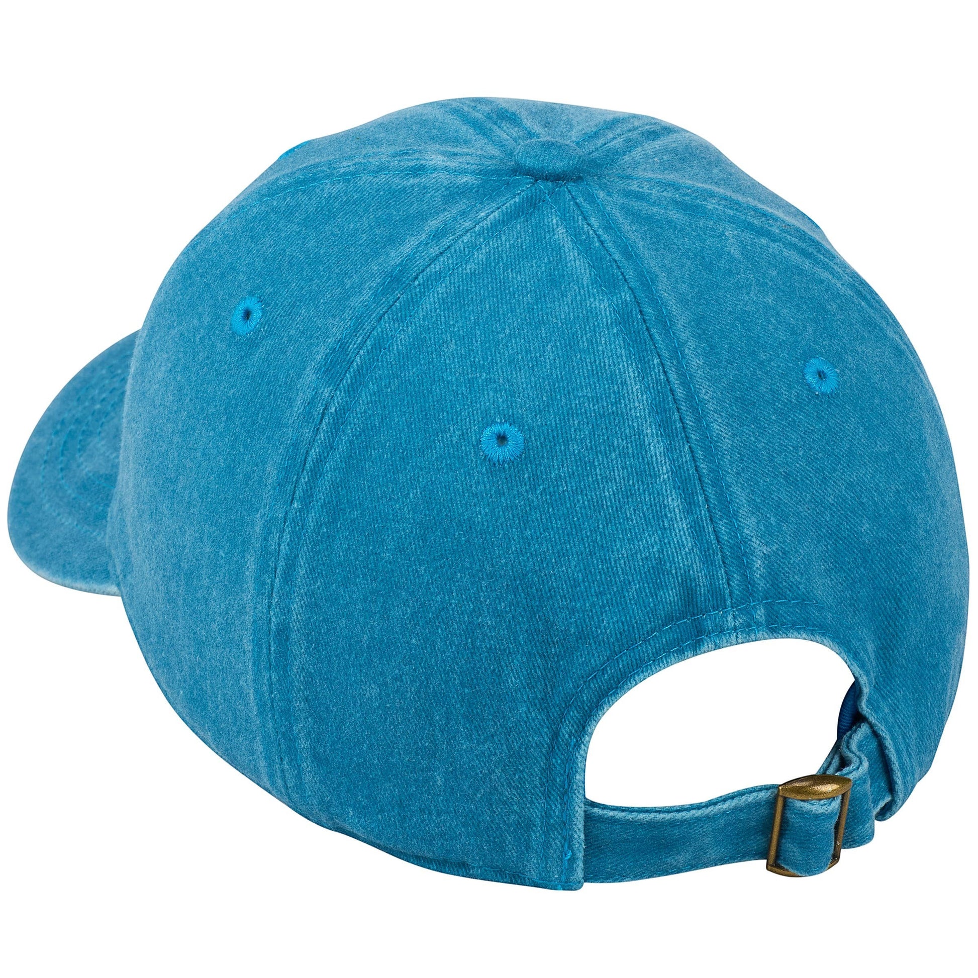 Doodlations Coffee Bar & Boutique blue washed-out cotton twill baseball cap with yellow embroidered text.