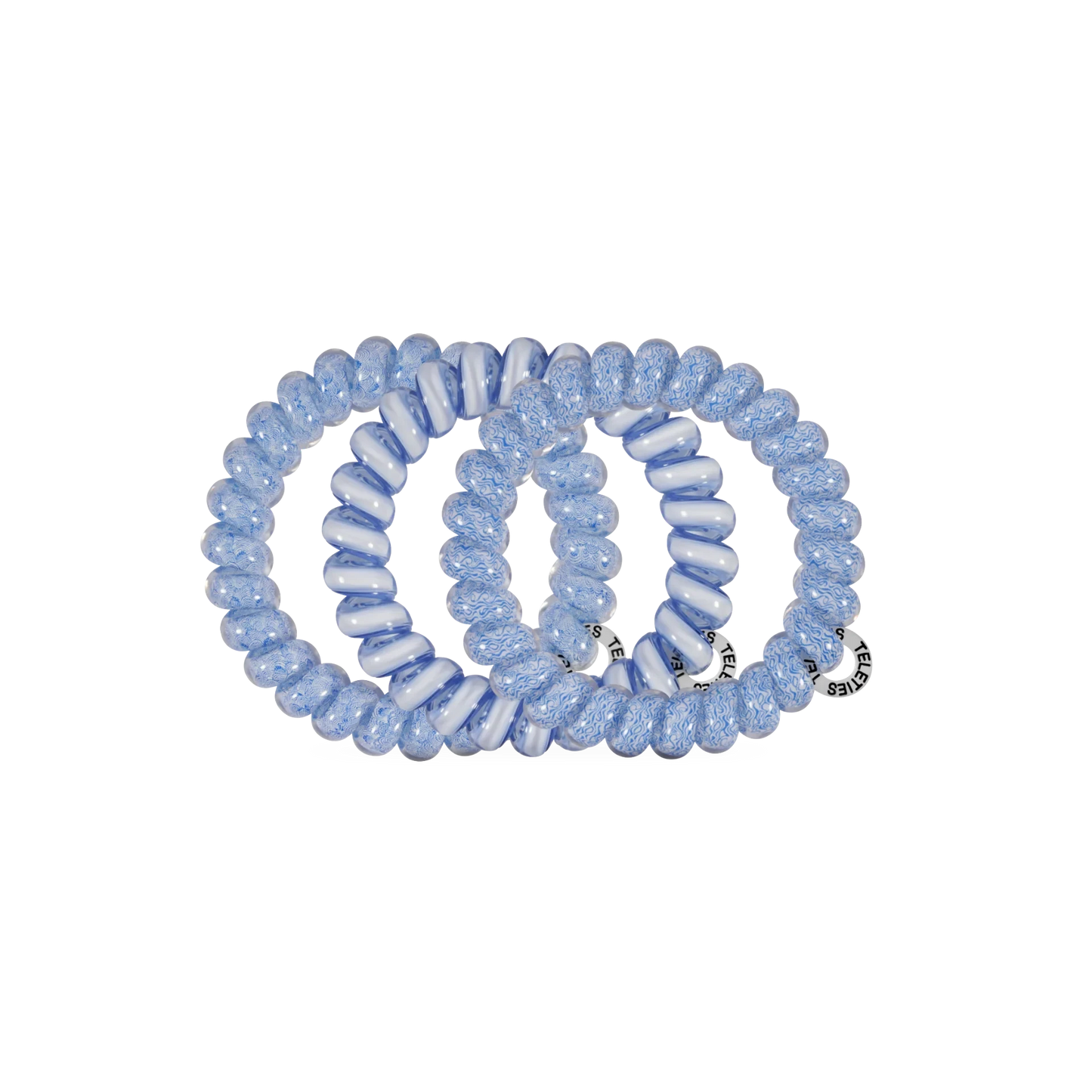 Doodlations Coffee Bar & Boutique light blue spiral hair ties that prevent breakage and double as stylish bracelets.