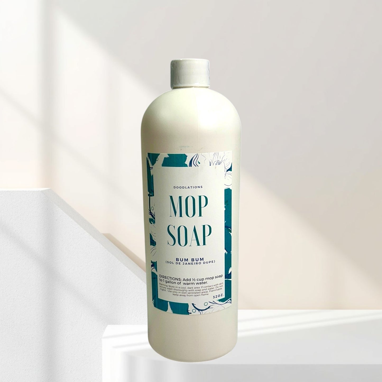 Doodlations Coffee Bar & Boutique Bum Bum concentrated mop soap, 32 oz, with pistachio, coconut, caramel scent.