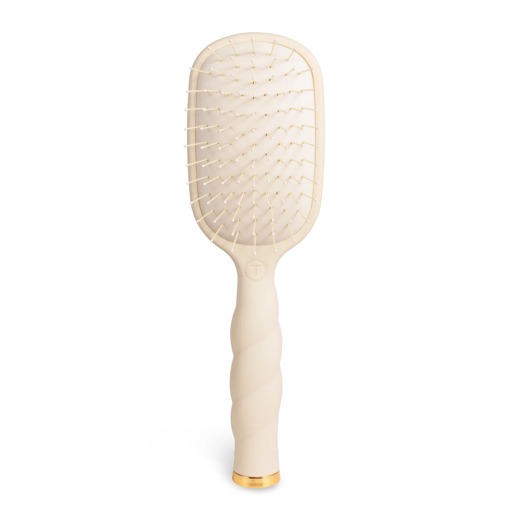 Doodlations Coffee Bar & Boutique cream detangler hair brush for fine hair with an ergonomic twisted handle