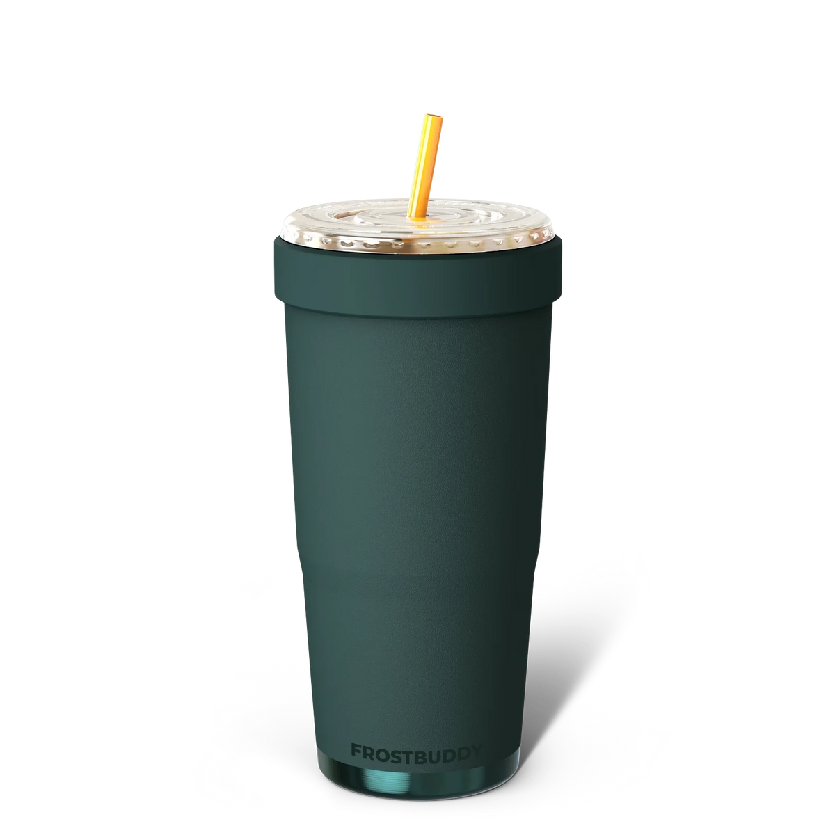 Doodlations Coffee Bar & Boutique dark green Frost Buddy To-Go Buddy insulated tumbler with a straw
