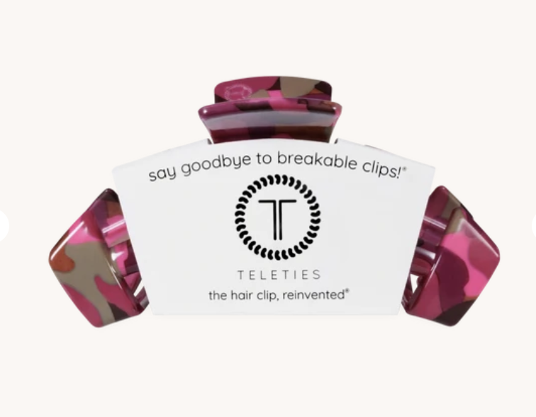 Doodlations Coffee Bar & Boutique Teleties Classic Garden Glam claw clip with floral print and flexible teeth