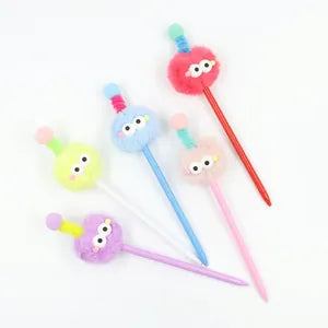 Doodlations Coffee Bar & Boutique set of five colorful gel pens with fuzzy monster toppers and expressive eyes