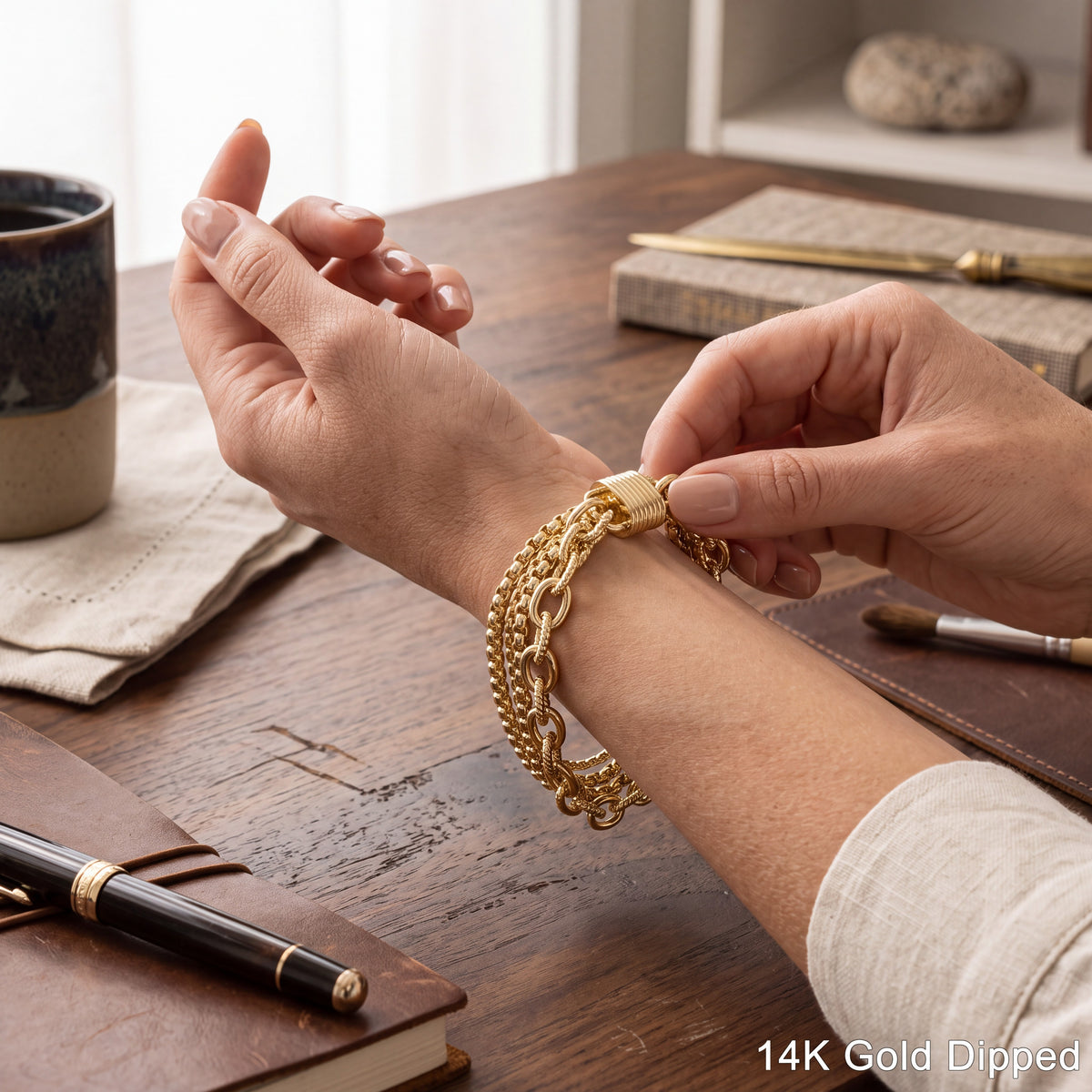 Multi Strand Layered Chain Link Bracelet