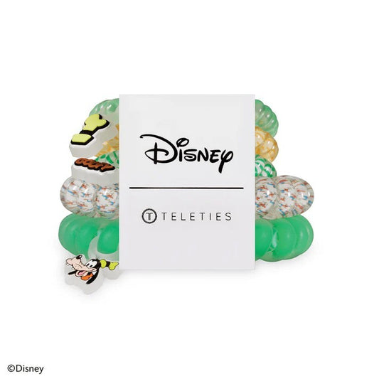 Doodlations Coffee Bar & Boutique Disney Goofy TELETIES hair tie pack with green and patterned spiral coils