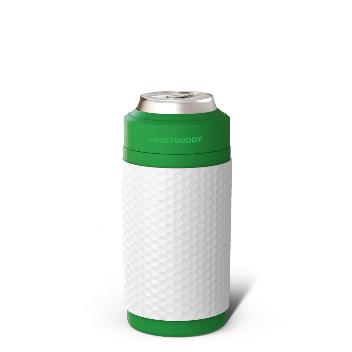 Doodlations Coffee Bar & Boutique Frost Buddy Universal can cooler in green with a white textured golf ball grip