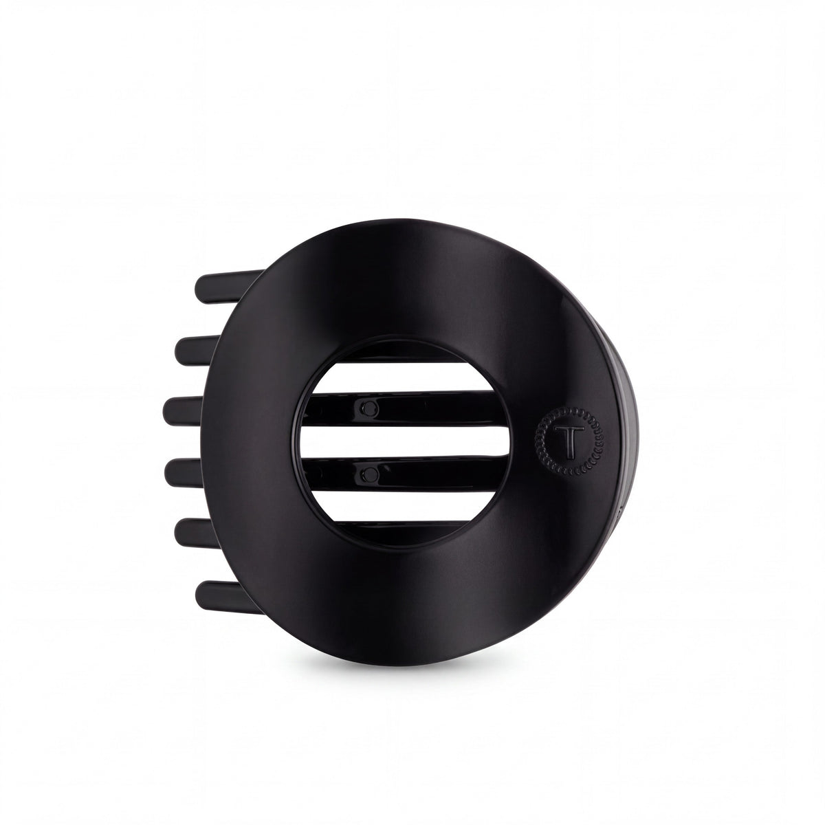 Doodlations Coffee Bar & Boutique Teleties jet black flat circle hair clip with bendable teeth for a secure hold