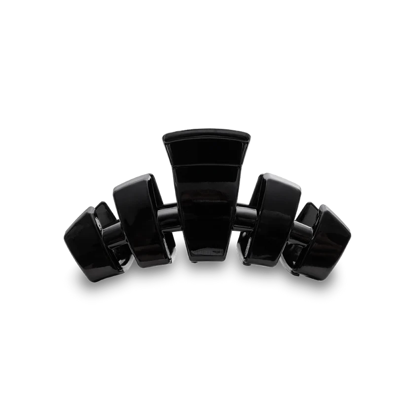 Doodlations Coffee Bar & Boutique jet black classic claw hair clip with durable, bendable teeth for a secure hold.