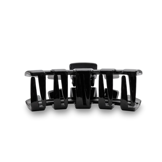 Doodlations Coffee Bar & Boutique jet black classic claw hair clip with durable, bendable teeth for a secure hold.