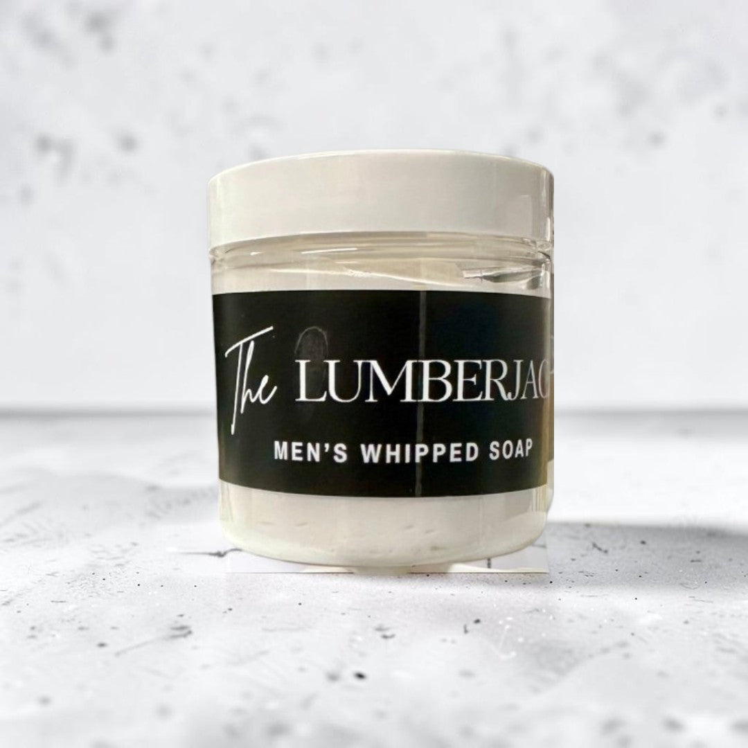 Doodlations Coffee Bar & Boutique The Lumberjack whipped soap in a 4oz jar with cedar and sandalwood scent.