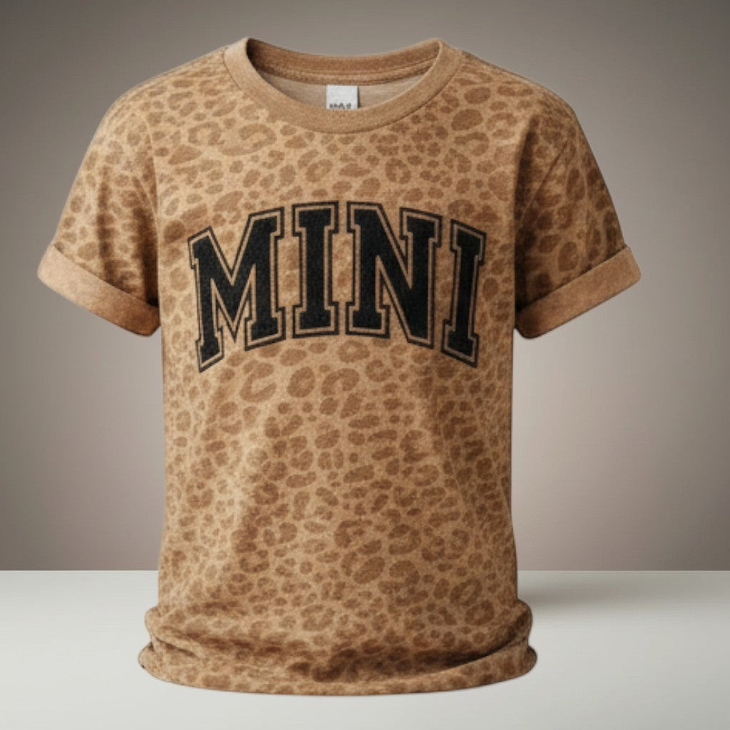 Doodlations Coffee Bar & Boutique matching mama and mini leopard print cotton t-shirts.