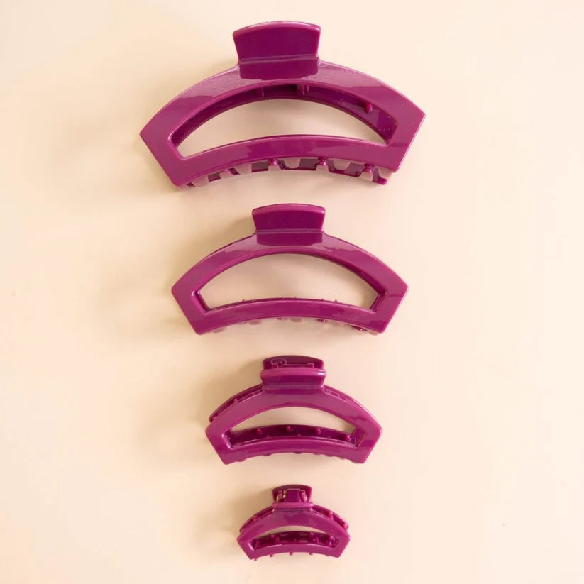 Doodlations Coffee Bar & Boutique Teleties mulberry purple open claw hair clips in four graduated sizes