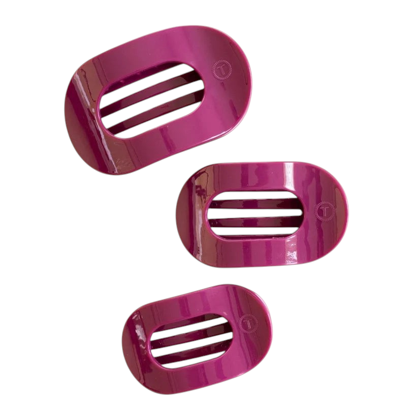 Doodlations Coffee Bar & Boutique Teleties mulberry purple flat round hair clips with durable bendable teeth
