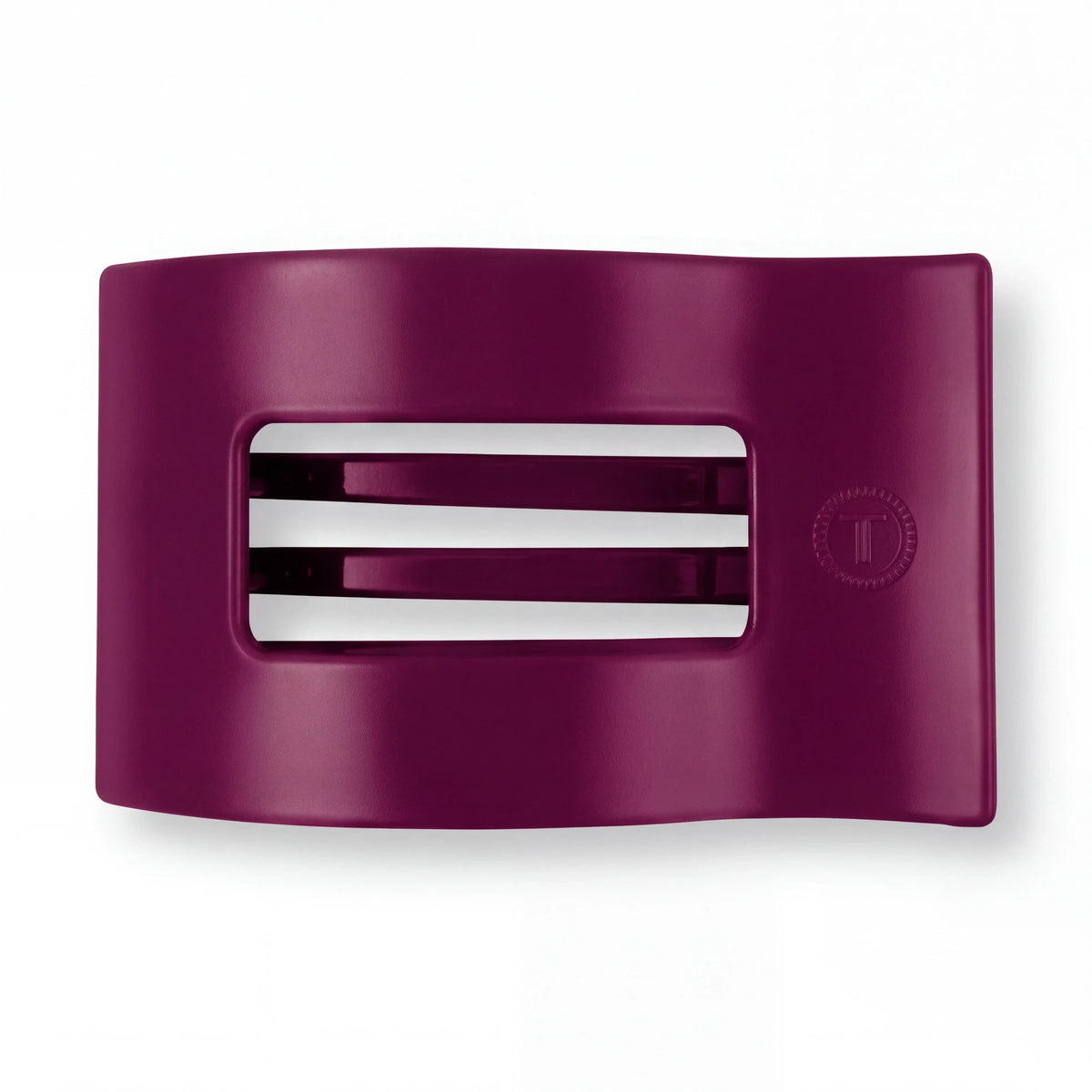 Doodlations Coffee Bar & Boutique Mulberry flat rectangle hair clip in deep berry purple with a sleek modern design
