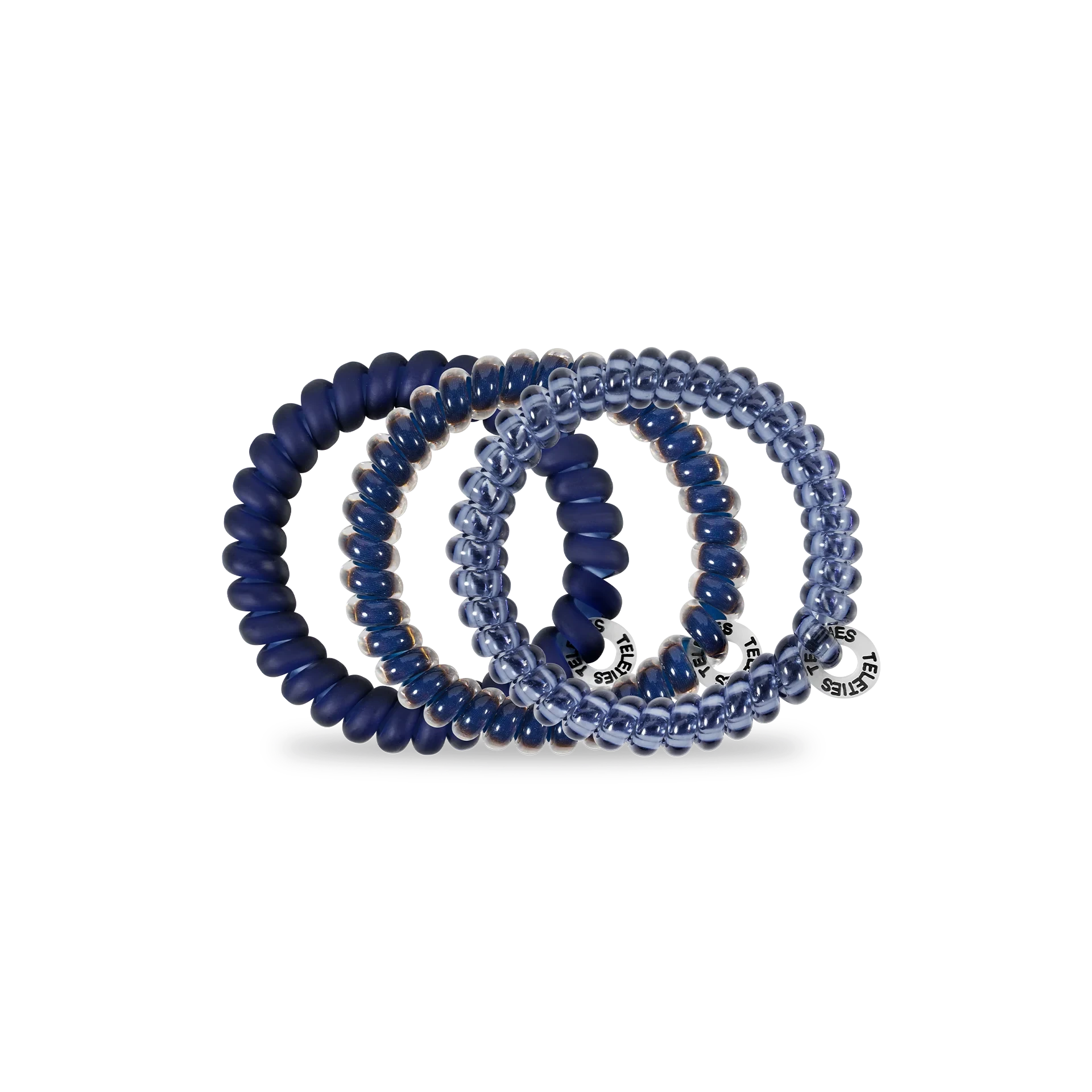 Doodlations Coffee Bar & Boutique Nightfall Navy spiral hair ties with a strong, damage-free grip.