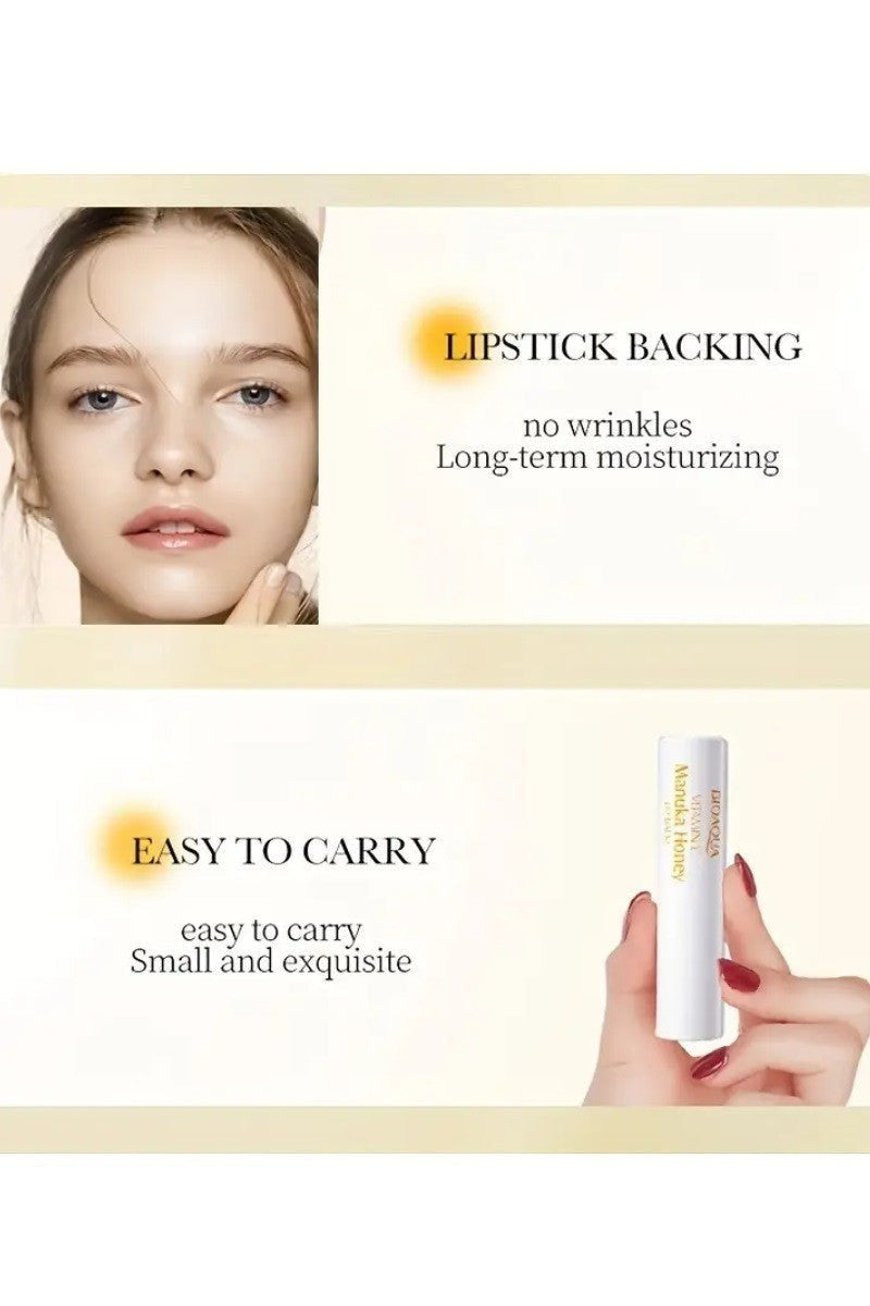 Doodlations Coffee Bar & Boutique Nourishing Lip Balm Stick with Manuka Honey for long-term moisturizing and smooth, supple lips.