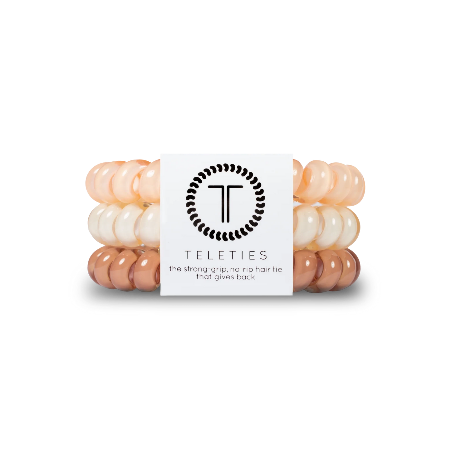 Doodlations Coffee Bar & Boutique For the Love of Nudes spiral hair ties in assorted beige and brown shades