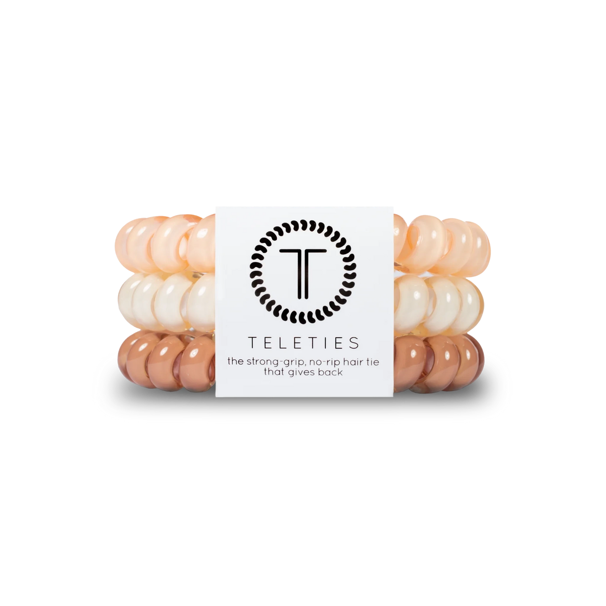 Doodlations Coffee Bar & Boutique For the Love of Nudes spiral hair ties in assorted beige and brown shades