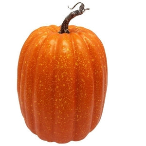 Doodlations Coffee Bar & Boutique orange harvest pumpkin decor with realistic ribbed texture and a dark twisted stem