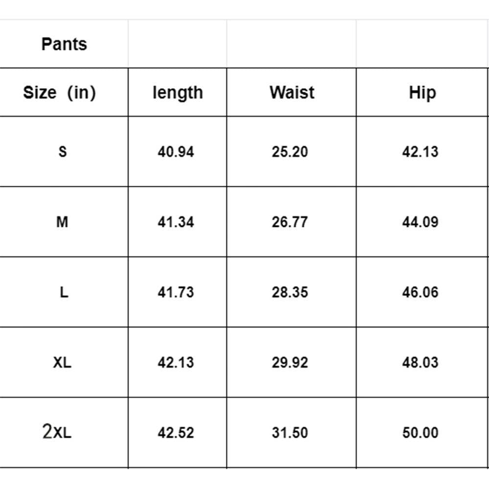 Doodlations Coffee Bar & Boutique size chart for striped pajama pants, showing length, waist, and hip measurements for sizes S, M, L, XL, and 2XL.