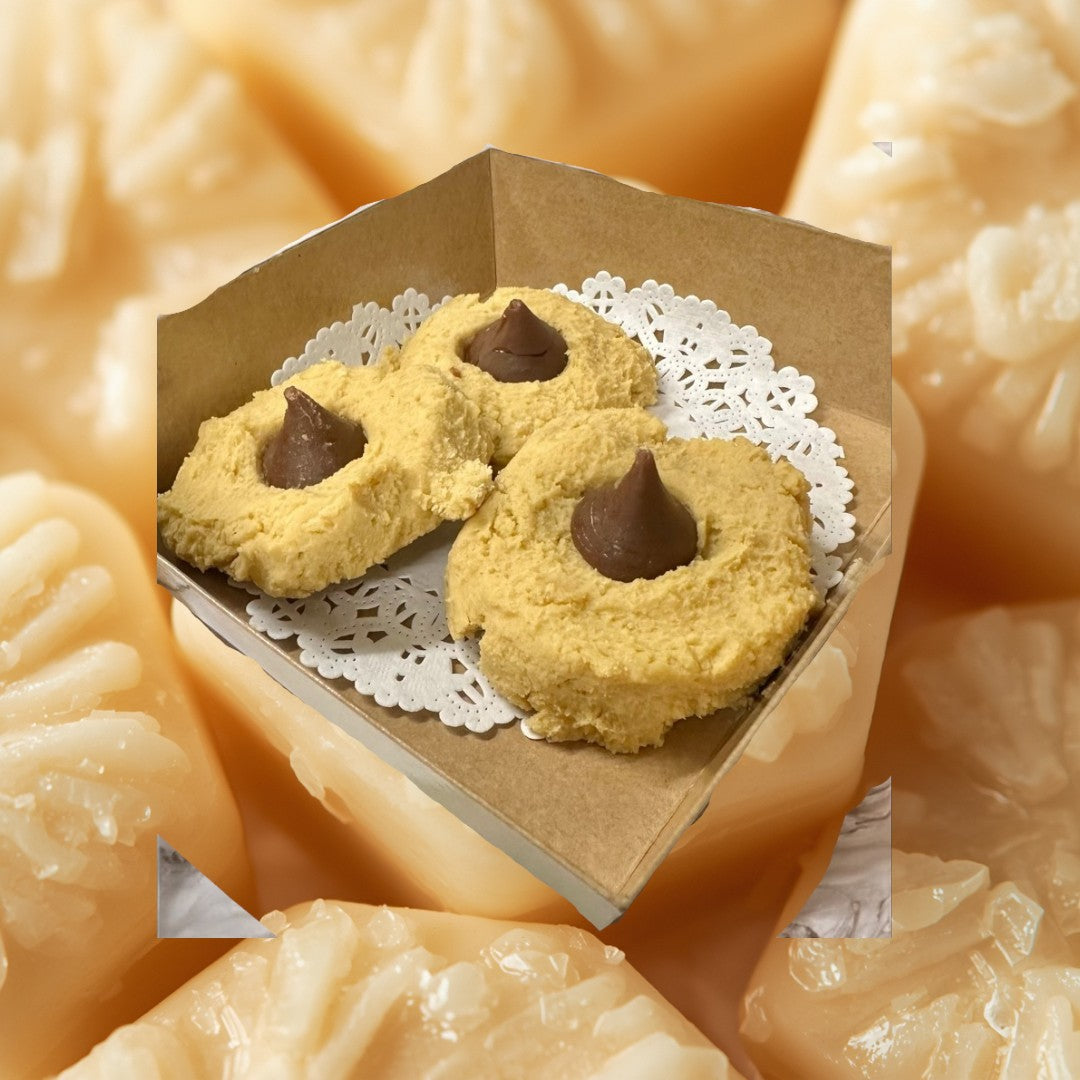 Doodlations Coffee Bar & Boutique Peanut Butter Blossom Cookies wax melts, handmade, 3 oz, look and smell like real cookies.