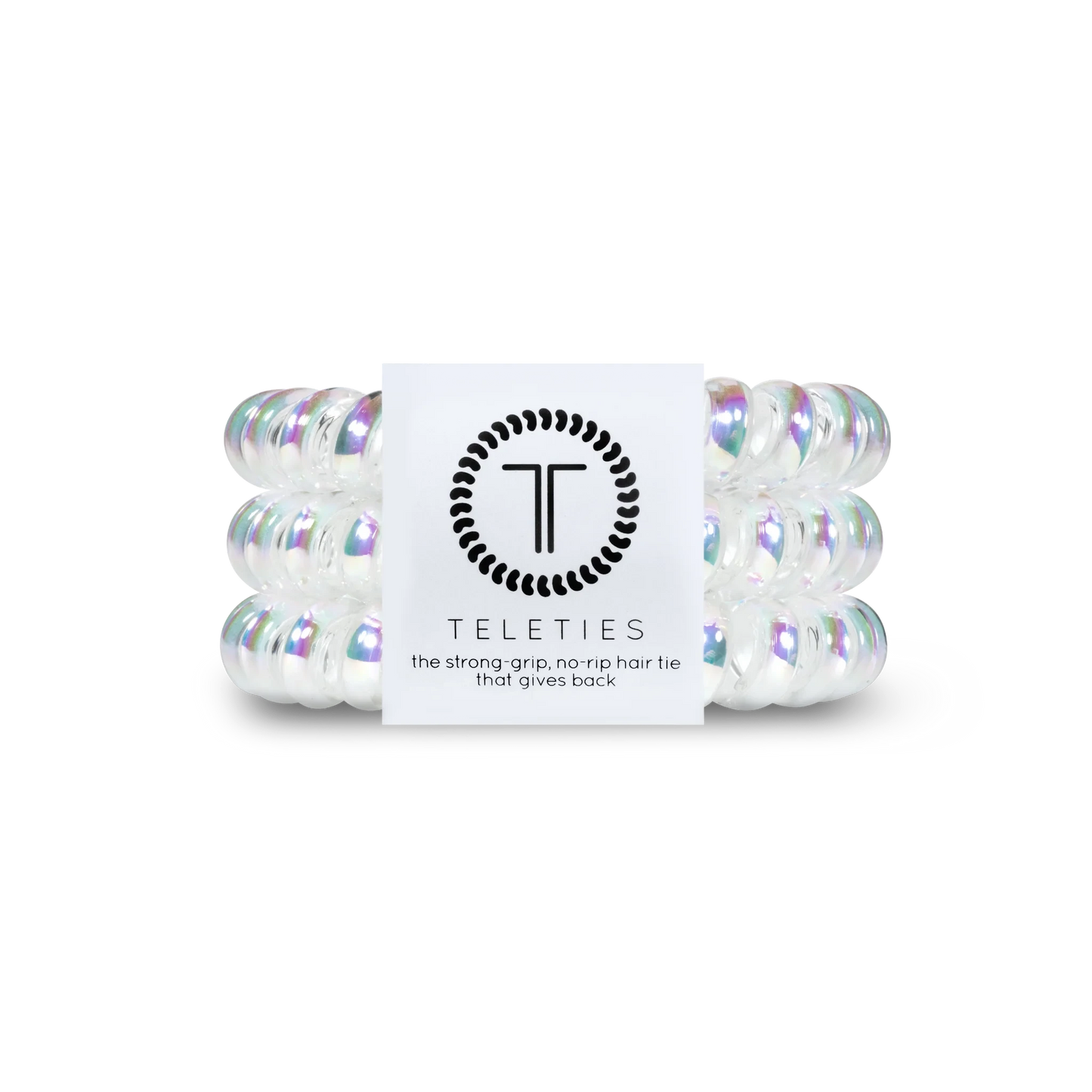 Doodlations Coffee Bar & Boutique Peppermint iridescent spiral hair ties in a pack with strong grip design