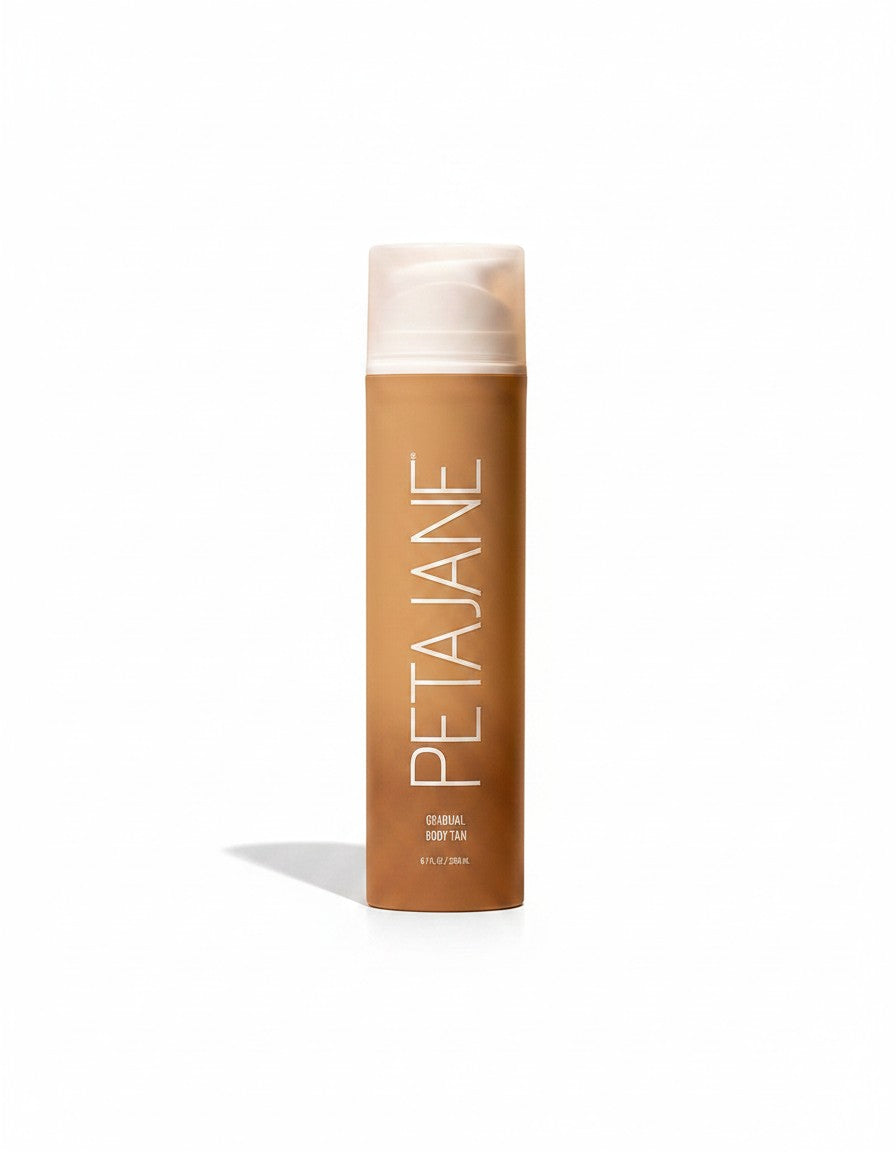 Petajane Gradual Body Tan bottle from Doodlations Coffee Bar & Boutique for a natural, streak-free sun-kissed glow.